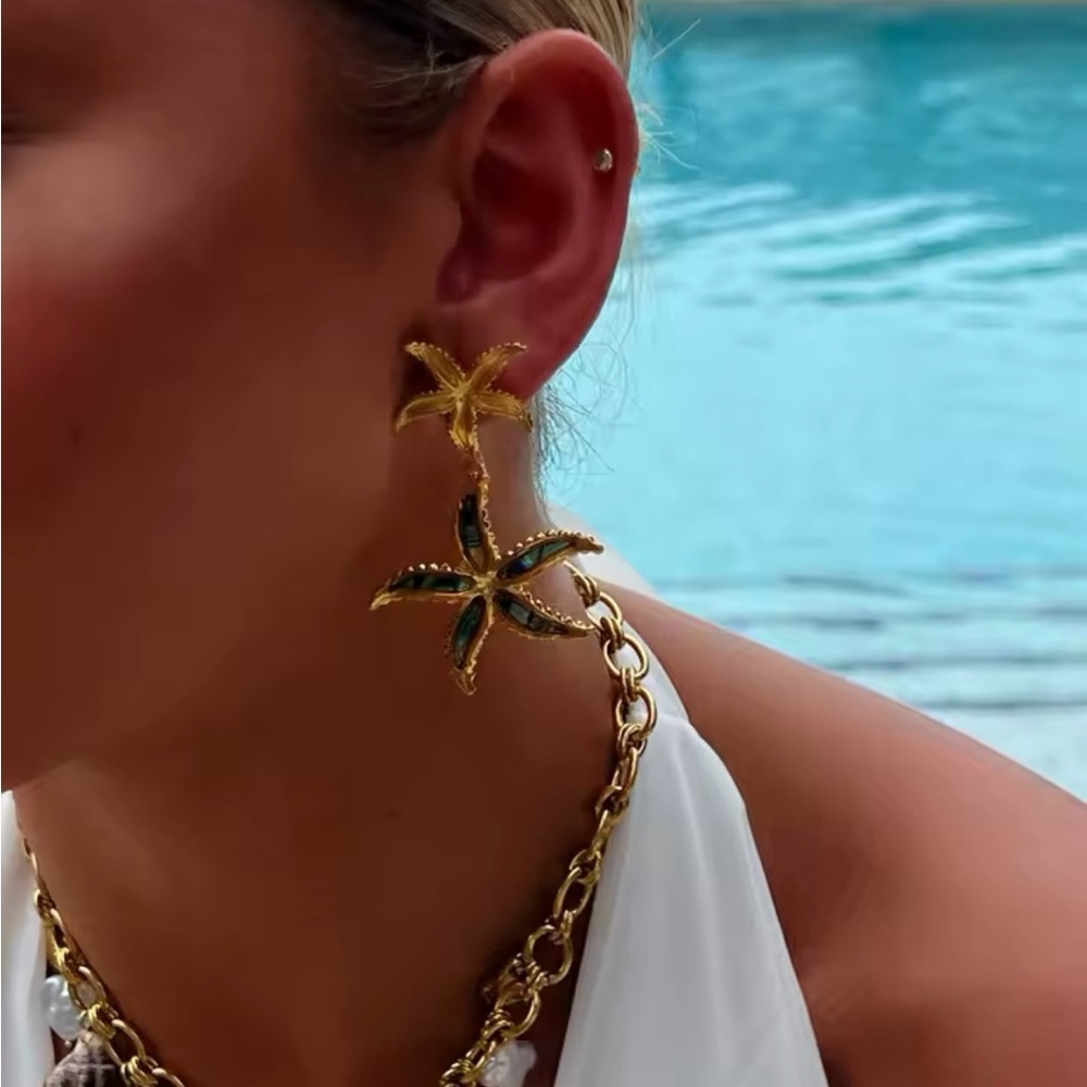 NEW 💛18K Gold Plated Starfish Dangle Earrings